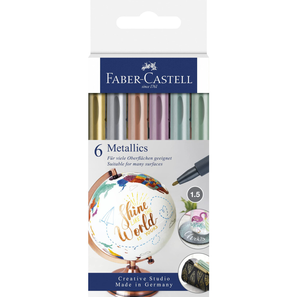 Faber-Castell Metallic Marker Blistercard - Full Range of 6 Colours