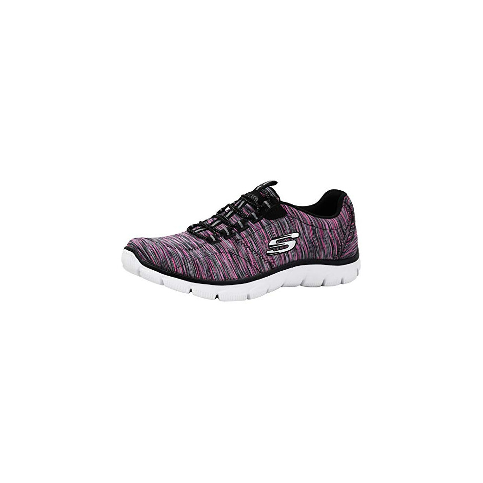 Skechers Womens Empire game On Fashion Sneaker BlackHot Pink 75 Wide