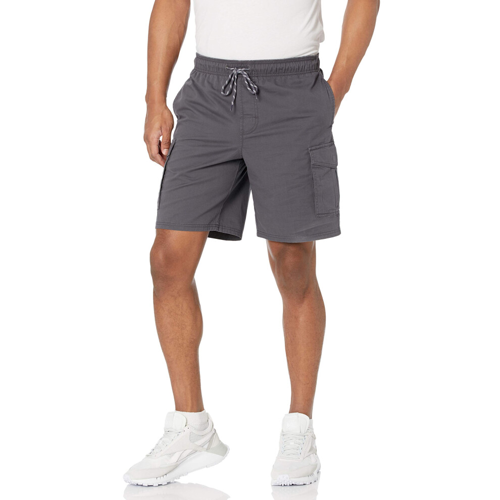 Amazon Essentials Mens 9 Elastic Waist cargo Short  Dark grey  Small