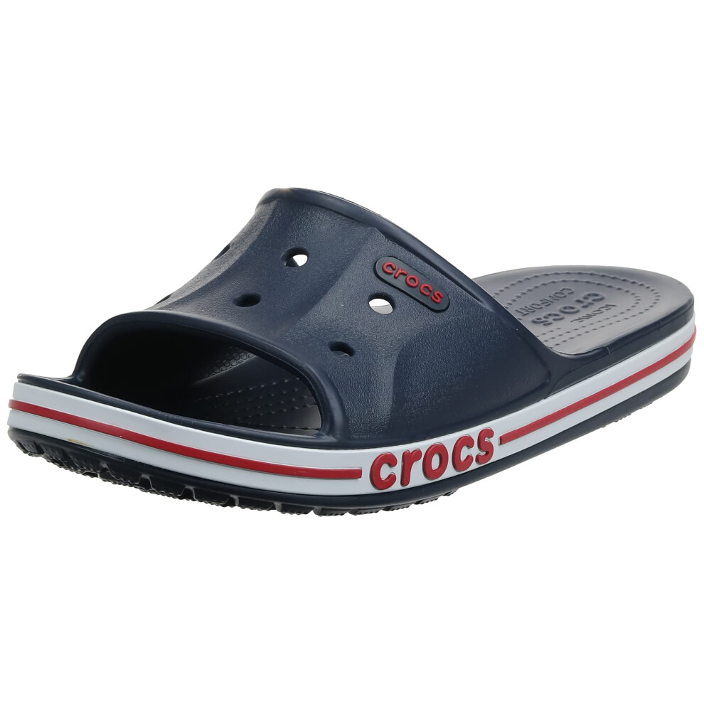 crocs Unisex Bayaband Slides Slide Sandals  NavyPepper  4 Men6 Women