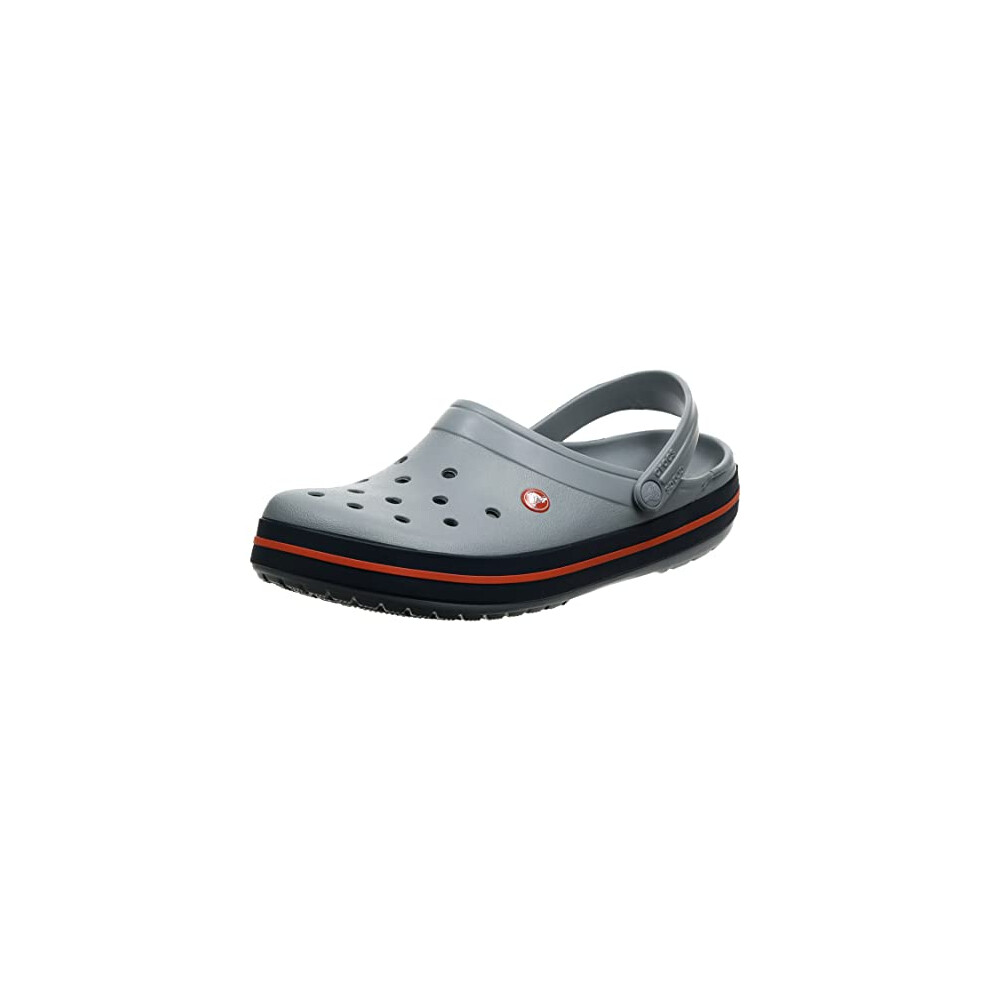 Crocs Unisex Men's and Women's Crocband Clog  Light Grey/Navy  10 US