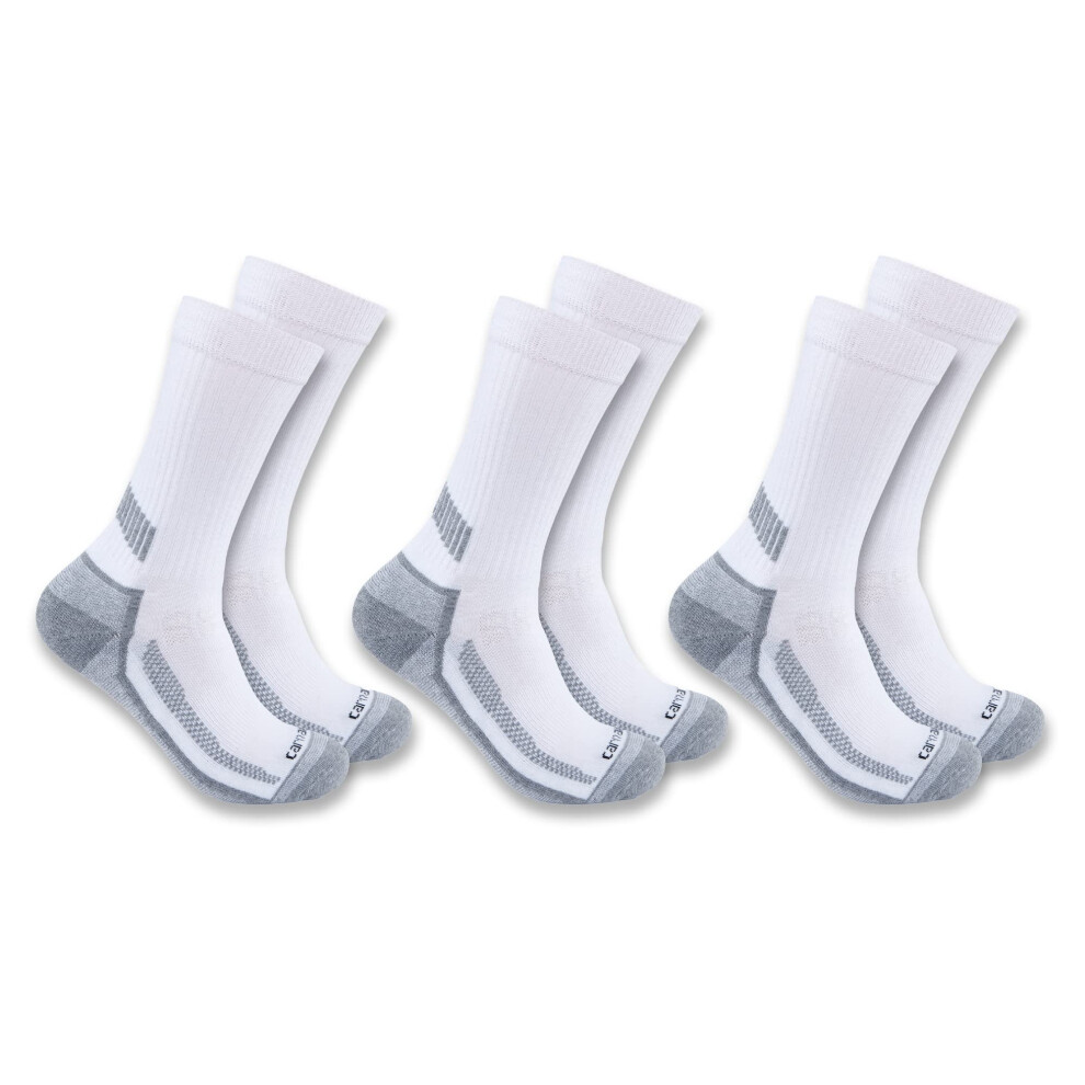 carhartt Mens Force Performance Work Socks 3 Pair Pack  White  Large