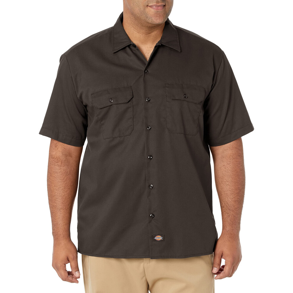 Dickies Mens Big and Tall Short Sleeve Work Shirt  Dark Brown  Large