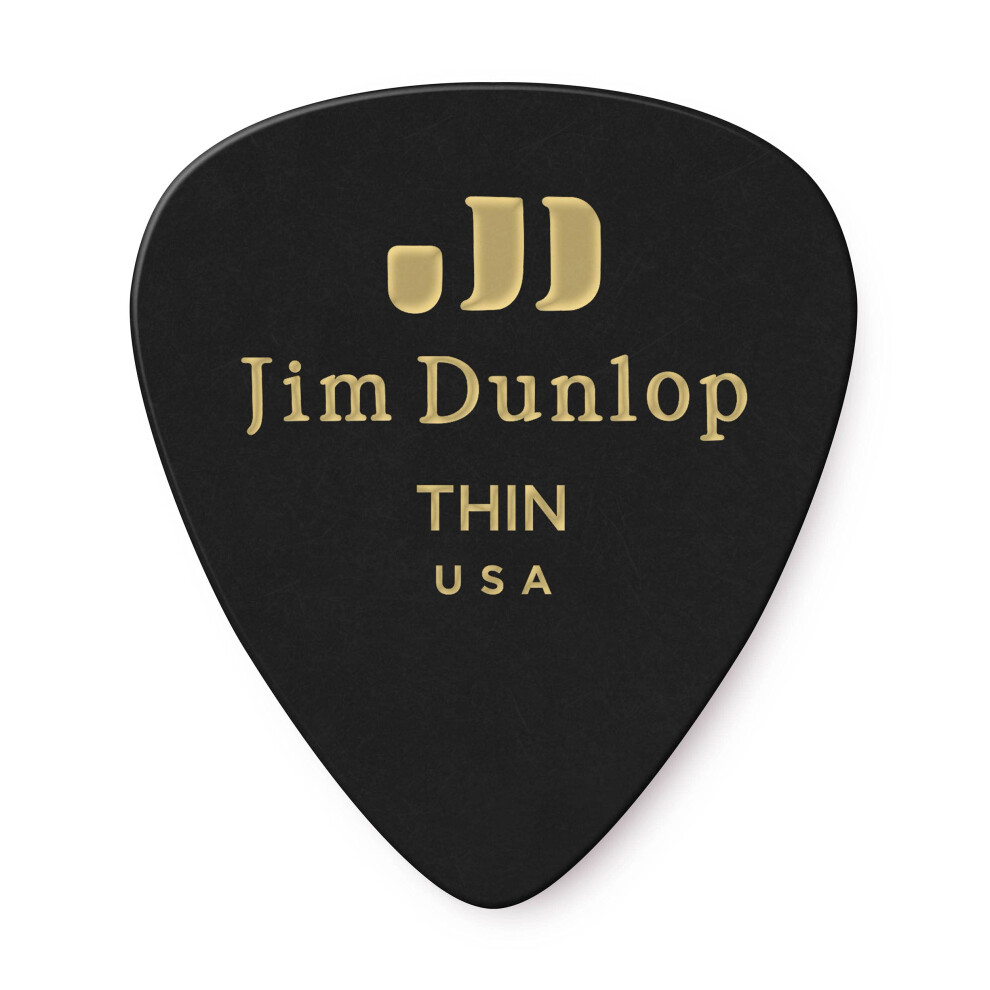 JIM DUNLOP 483P03TH Genuine Celluloid  Black  Thin  12/Player's Pack