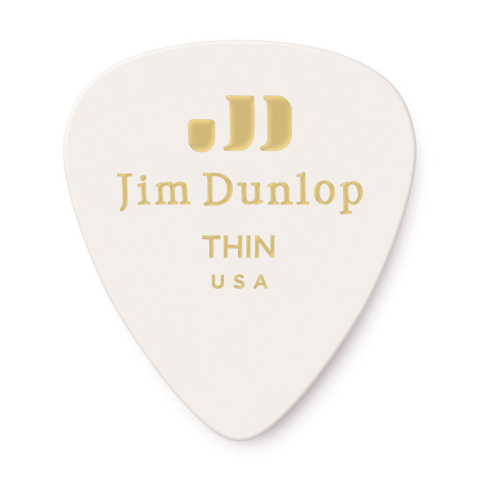 JIM DUNLOP 483P01TH Genuine Celluloid  White  Thin  12/Player's Pack