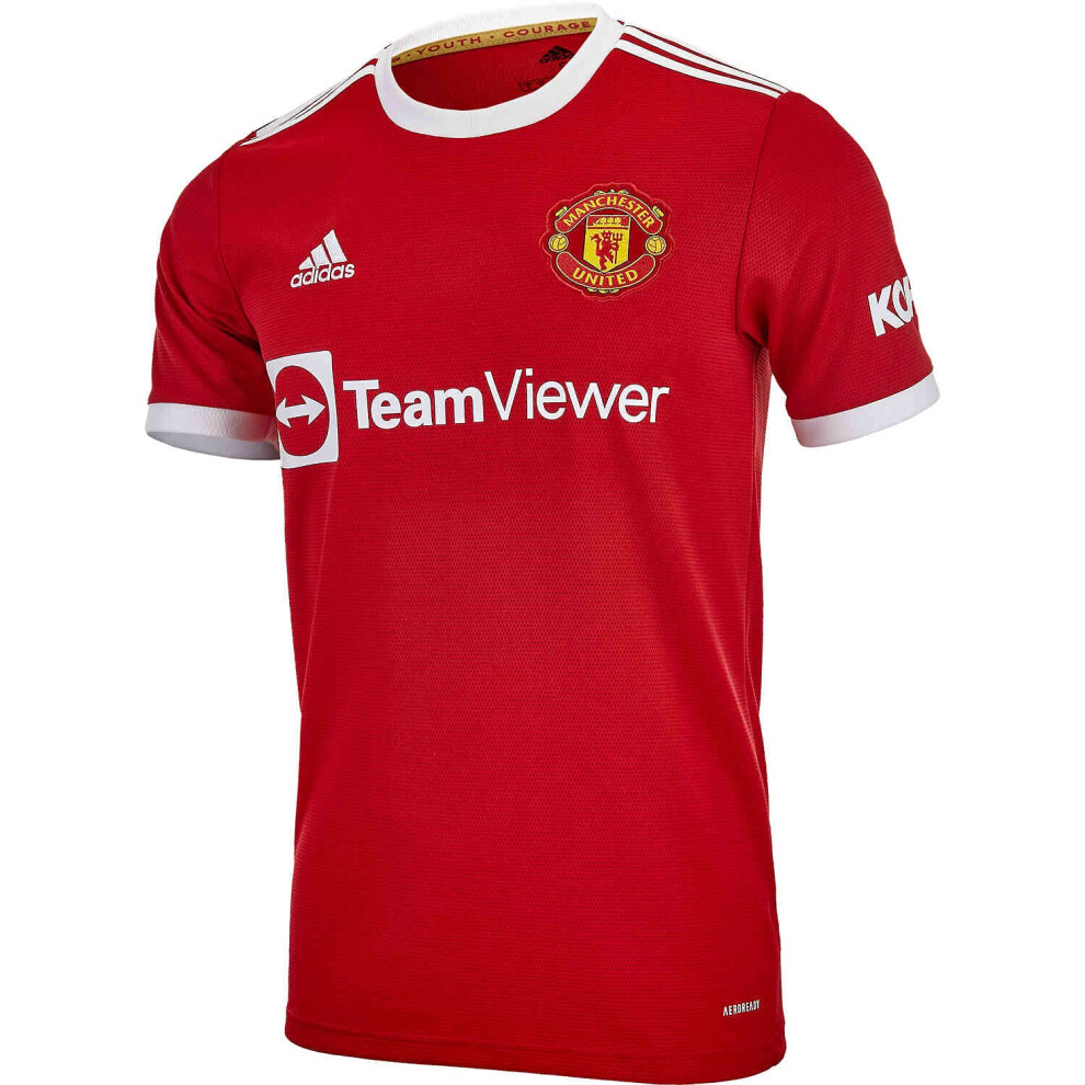 adidas Men's 2021-22 Manchester United Home Jersey (Real Red  Large)