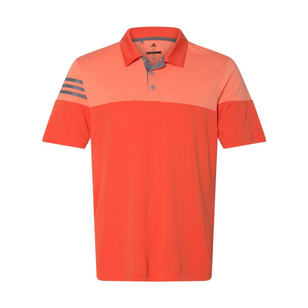 Adidas Heather 3-Stripes Block Sport Shirt L Blaze Orange/Vista Grey