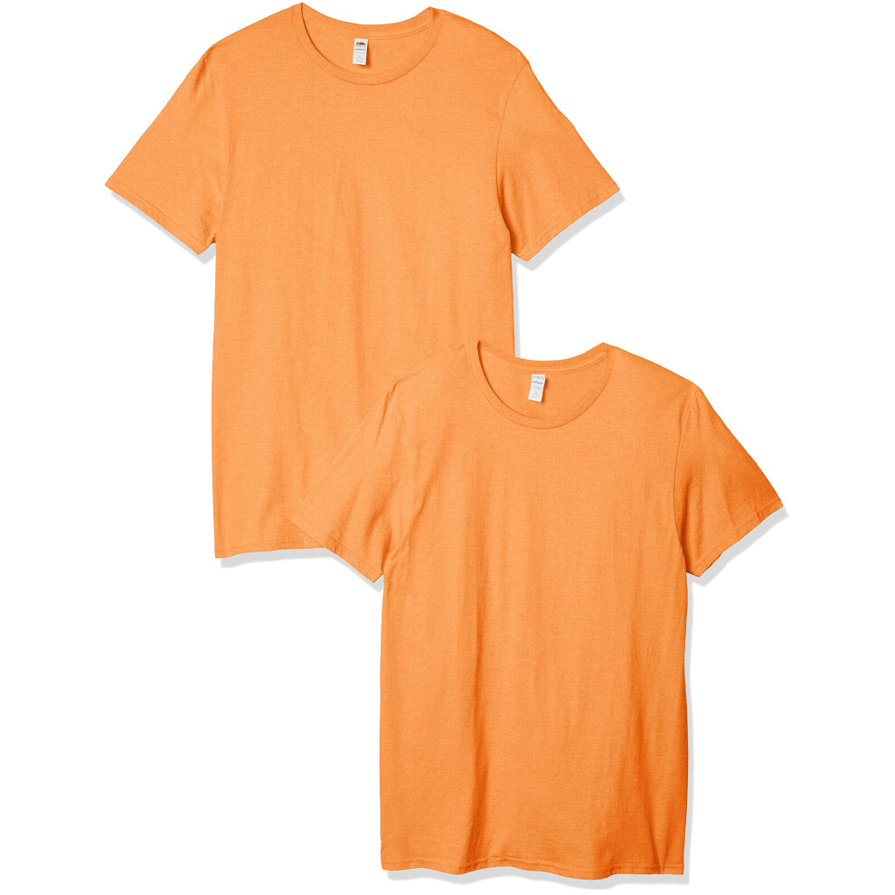 Fruit of The Loom Men's Crew T-Shirt (2 Pack)  Orange Sherbet  Large