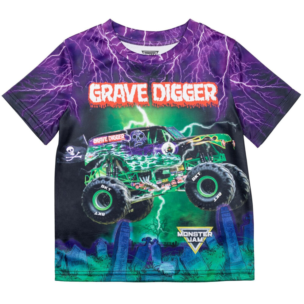 Monster Jam grave Digger Toddler Boys graphic T-Shirt Purplegreen 5T