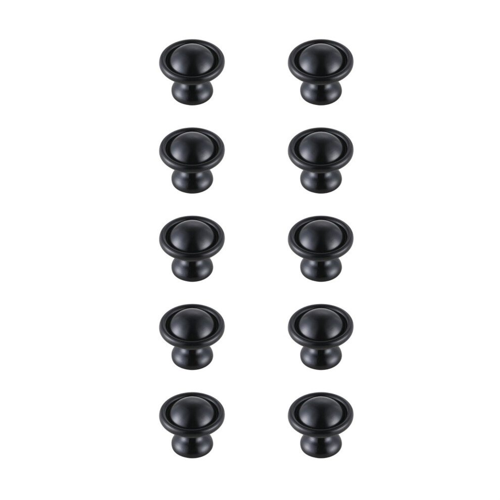 Kadea 1.2"""" Diameter Matte Black Mushroom Knob Multipack (Set Of 10) 196683006399
