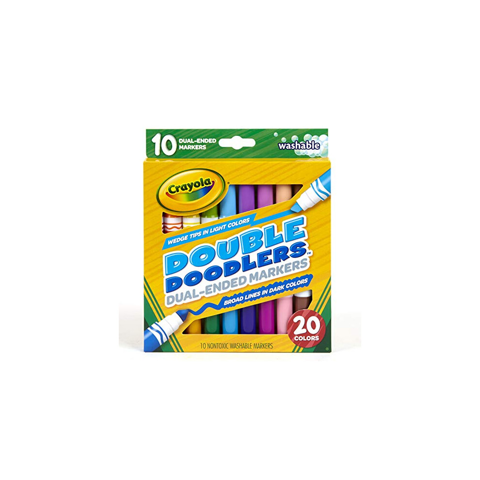 Crayola Dual-Tip Washable Markers  Broad Line & Chisel Tip  10 Count