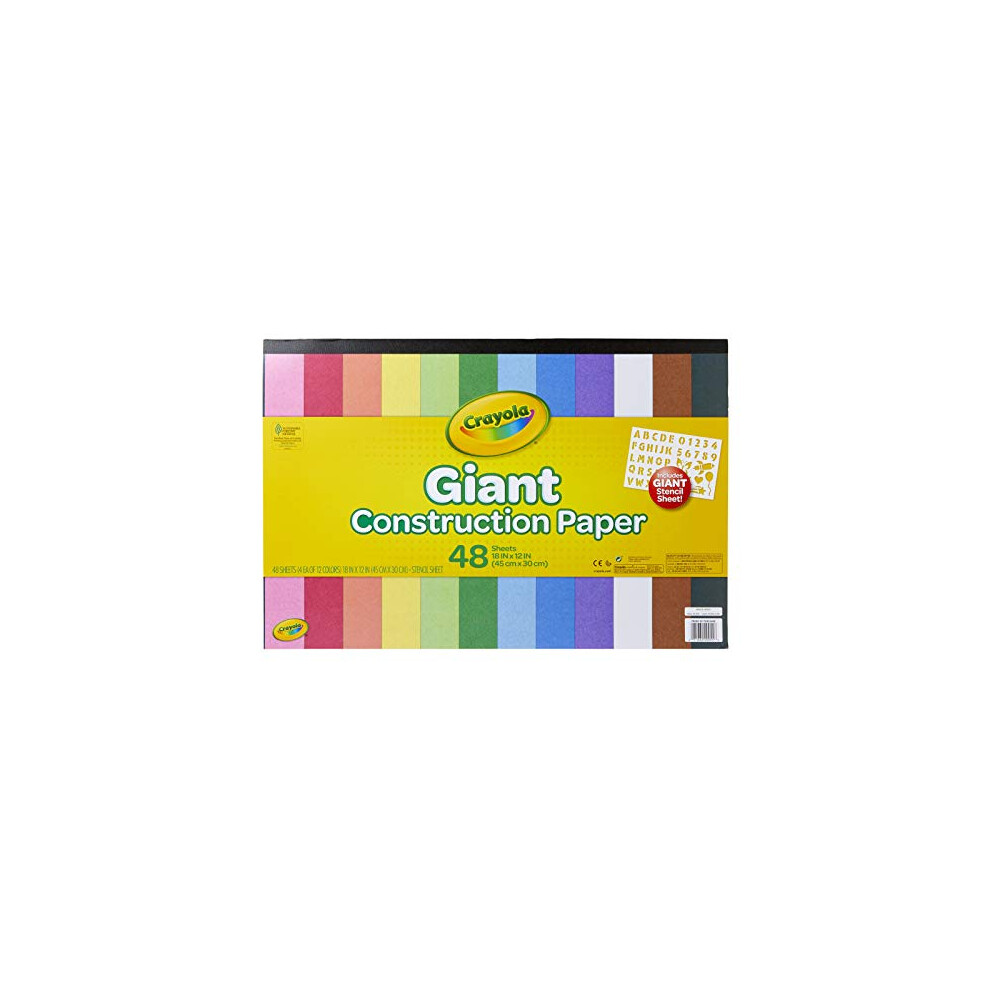 crayola 99-0055 giant construction Paper Pad 18X12-48 Sheets WStencil