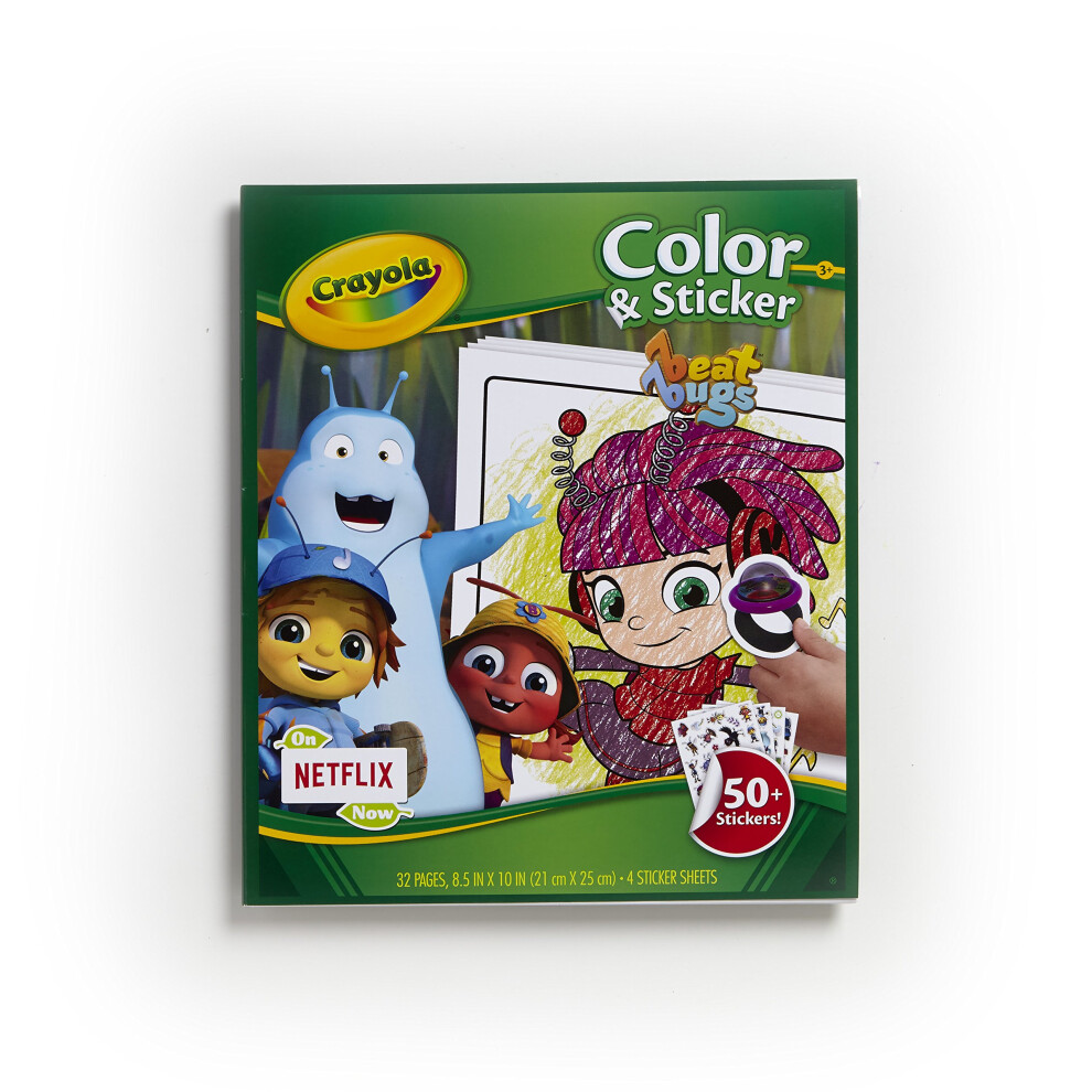 Crayola Beat Bugs Color & Sticker Book  Gift for Kids  Age 3  4  5  6