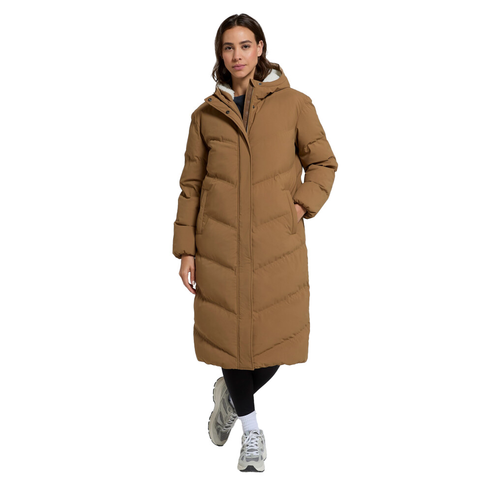 (20 UK, Tan) Animal Womens/Ladies Cocoon Borg Lined Padded Jacket