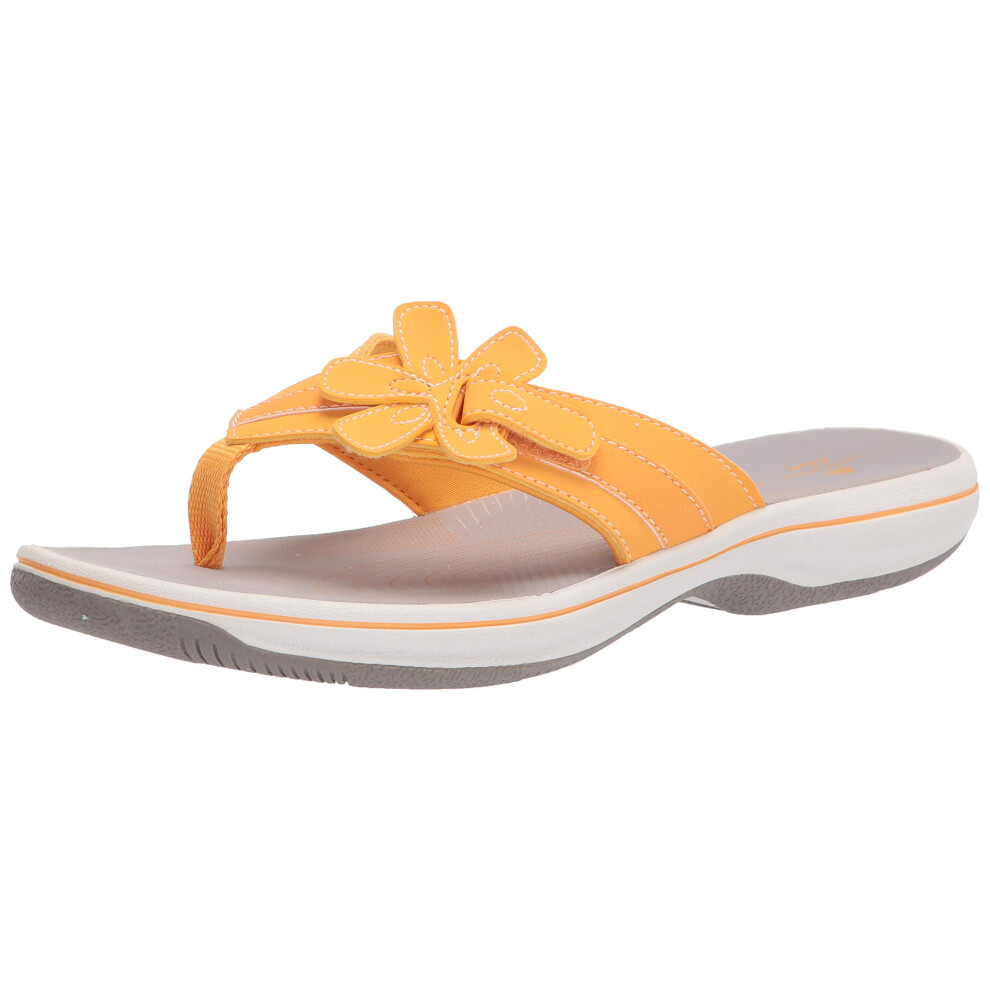 Clarks womens Brinkley Flora Flip Flop  Golden Yellow Synthetic  9 US