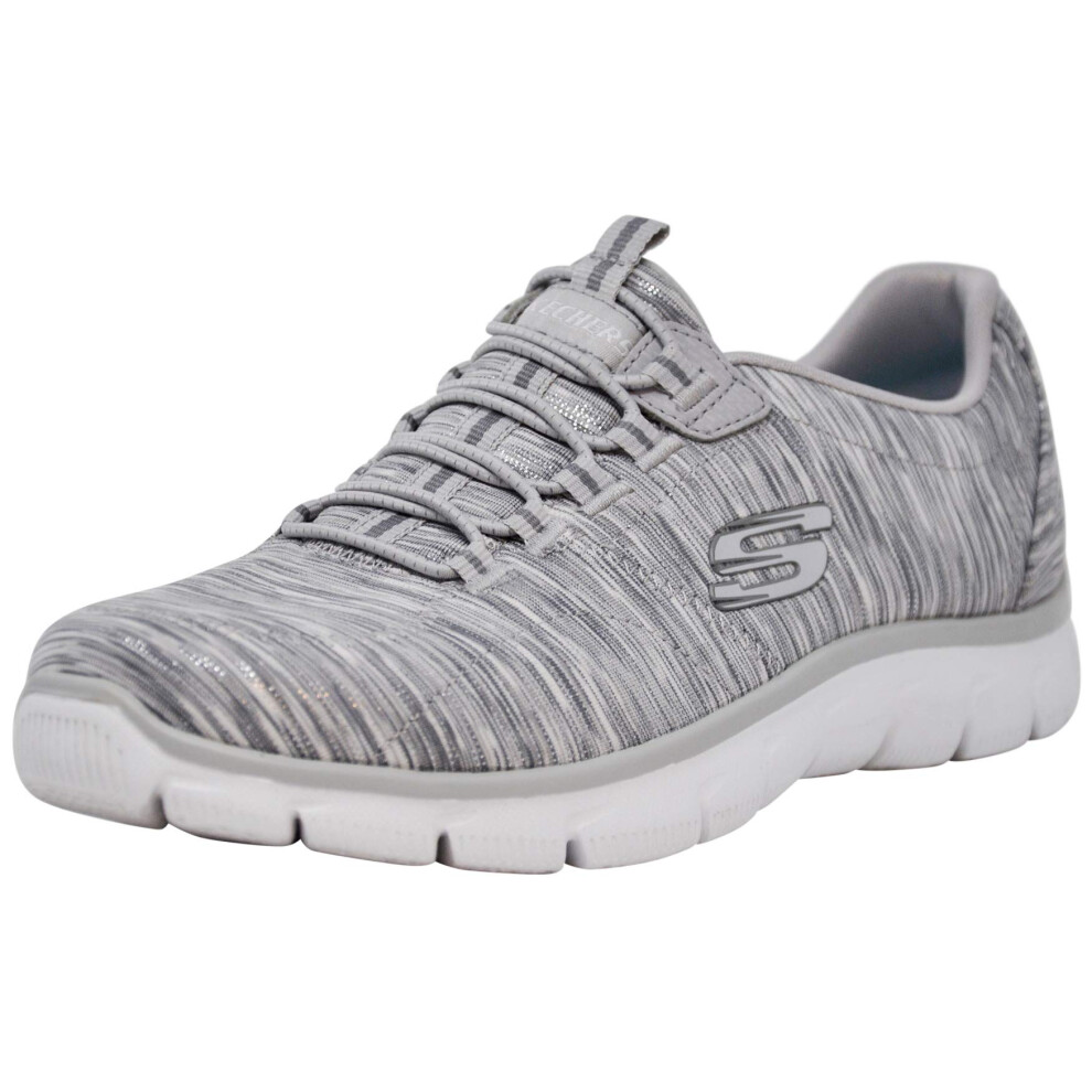 Skechers Women's Empire Game On Fashion Sneaker  Silver/White  7 W US