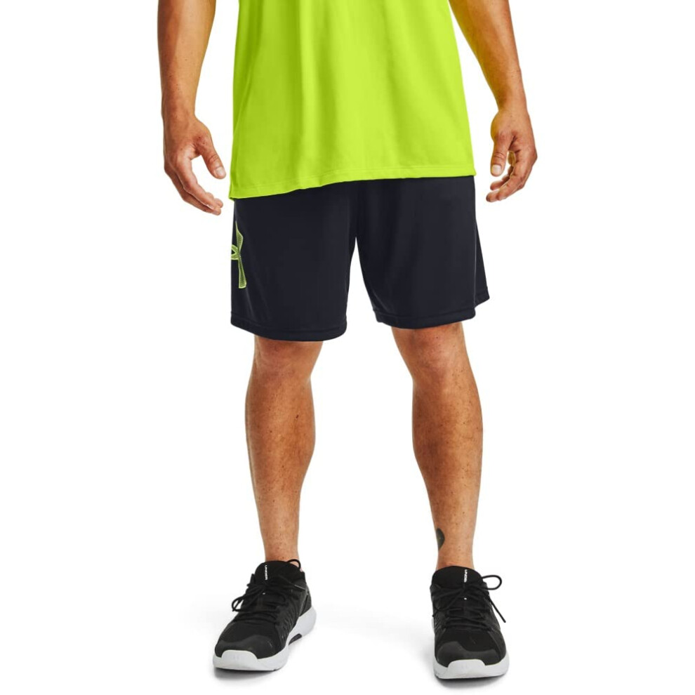 Under Armour mens Tech graphic Shorts   Black (004)Lime Fizz   Medium