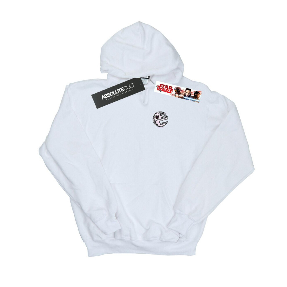 (L, White) Star Wars Mens Death Star Chest Print Hoodie