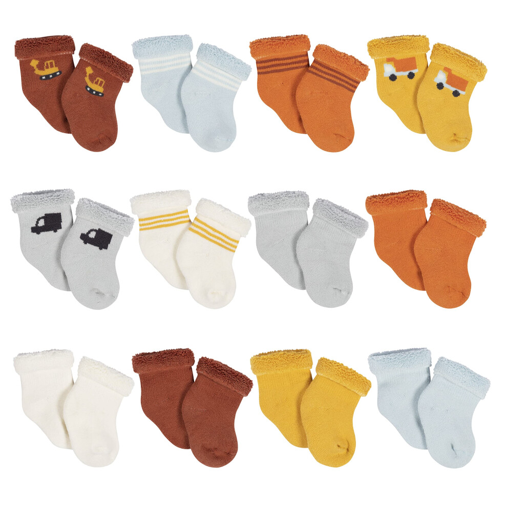 gerber Unisex Baby 12-Pair Sock Bundle Transportation Zone 0-3 Months