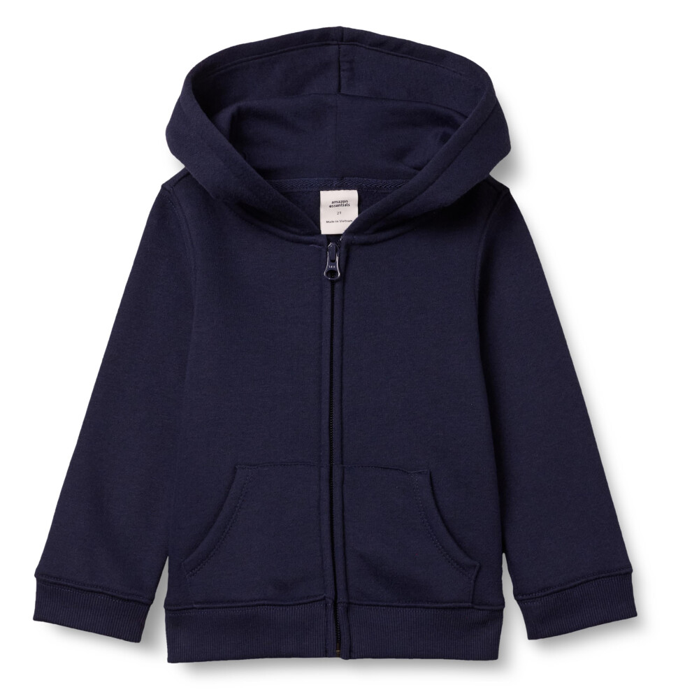 Amazon Essentials Girls' Fleece Zip-Up Hoodie Sweatshirt  Navy  Large