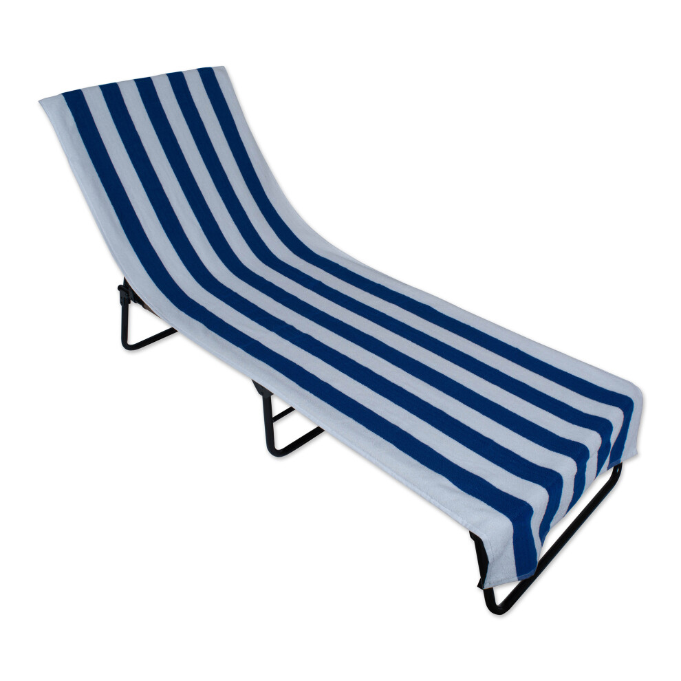 J&M Blue Stripe Lounge Chair Beach Towel With Top Fitted Pocket 26x82-image-OPC-PFKKTX8-NEW