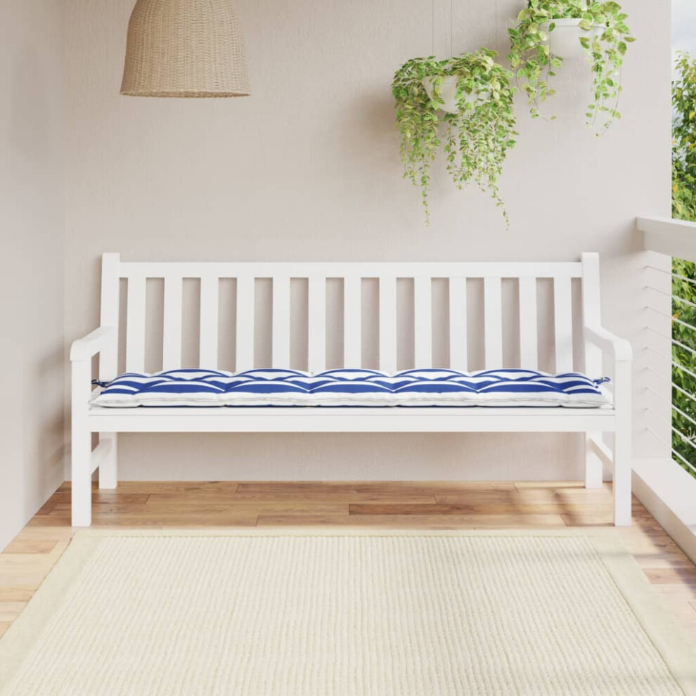 vidaXL Bench Cushion Blue and White Stripe 70.9""x19.7""x2.8"" Fabric