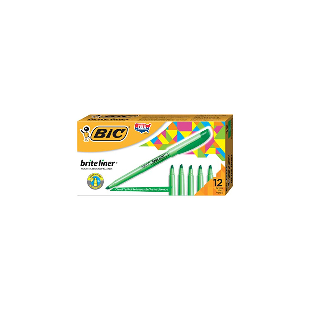 BIc Brite Liner Highlighter  chisel Tip  green  12-count (BL11-gREEN)