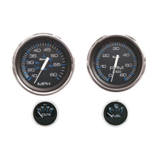 Faria KTF004 O/B 4-Gauge Boxed Set - Chesapeake Black  Stainless Steel