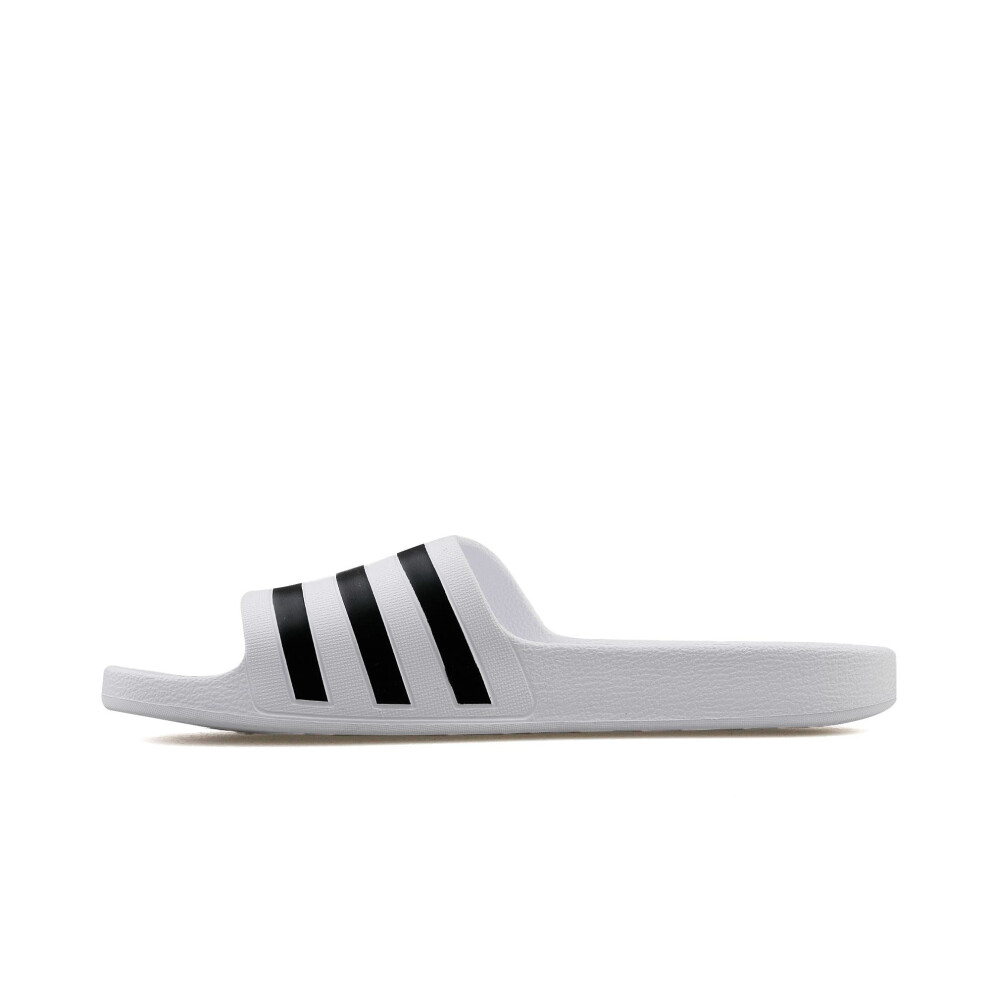 adidas Women's Adilette Aqua Slides Sandal  White/Core Black/White  10