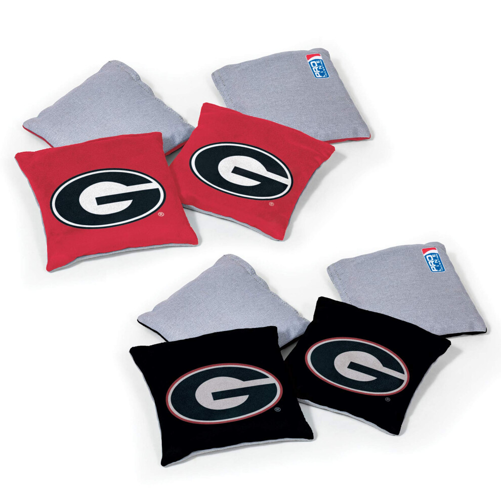 Wild Sports NCAA Georgia Bulldogs 8pk Dual Sided Bean Bags  Team Color