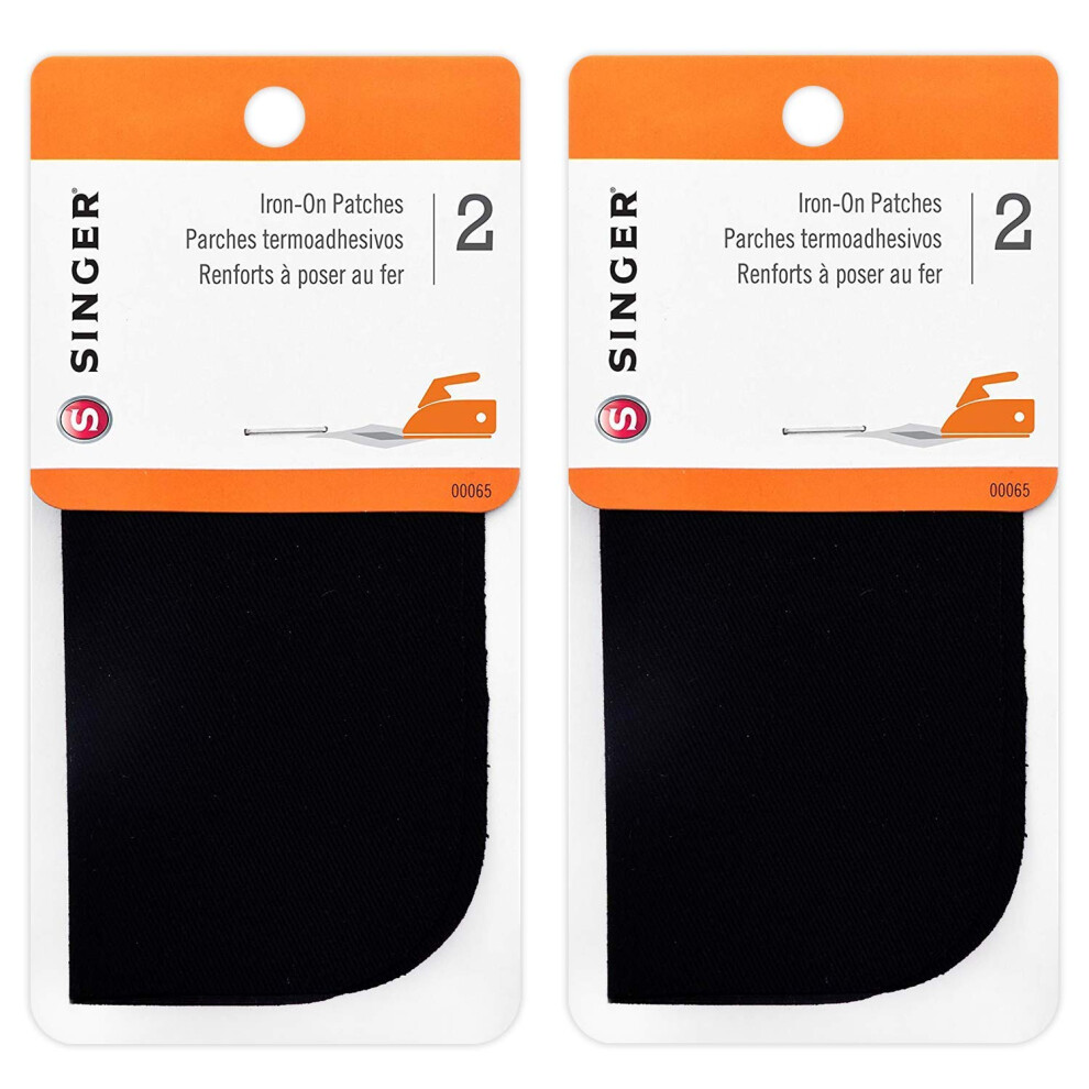 Singer 5-inch-by-5-inch Iron-On Patches  Black  2 per Package (2 Pack)