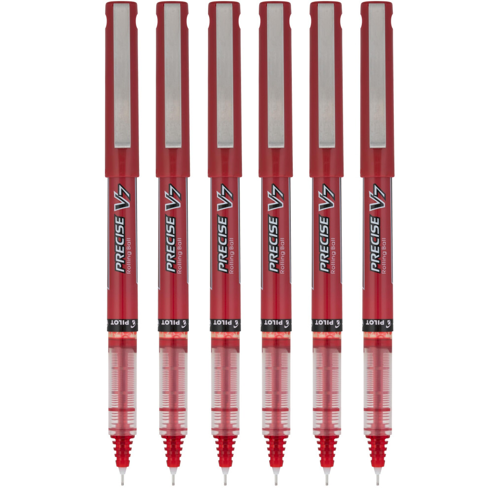 Pilot Precise V7 Stick Rolling Ball Pens  Fine Point  Red Ink  6 Pens.