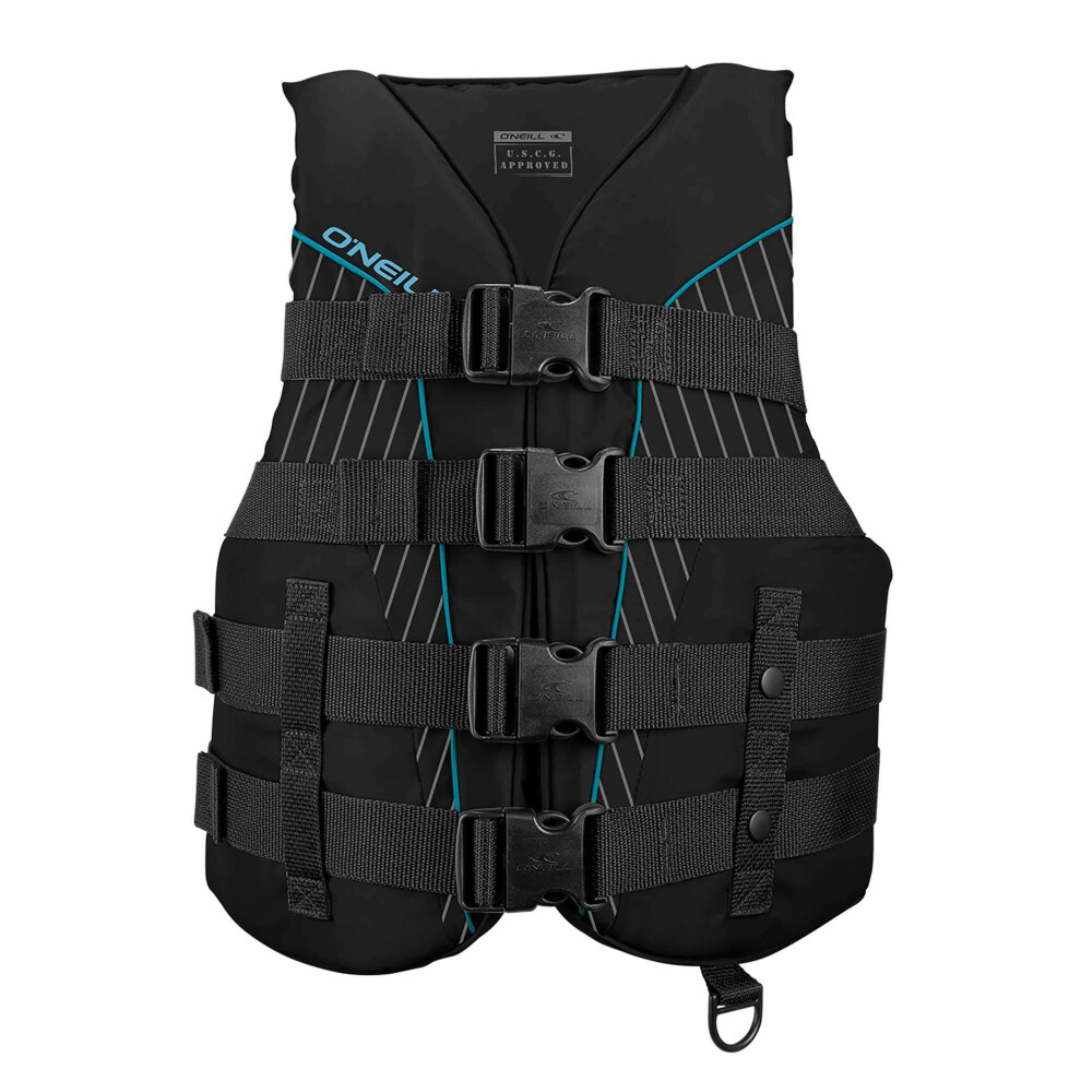 O'Neill Women's Superlite USCG Life Vest Black/Black/Black:Turquoise L