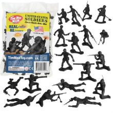 Timmee Plastic Army Men - Black 48pc Toy Soldier Figures - Feito nos EUA