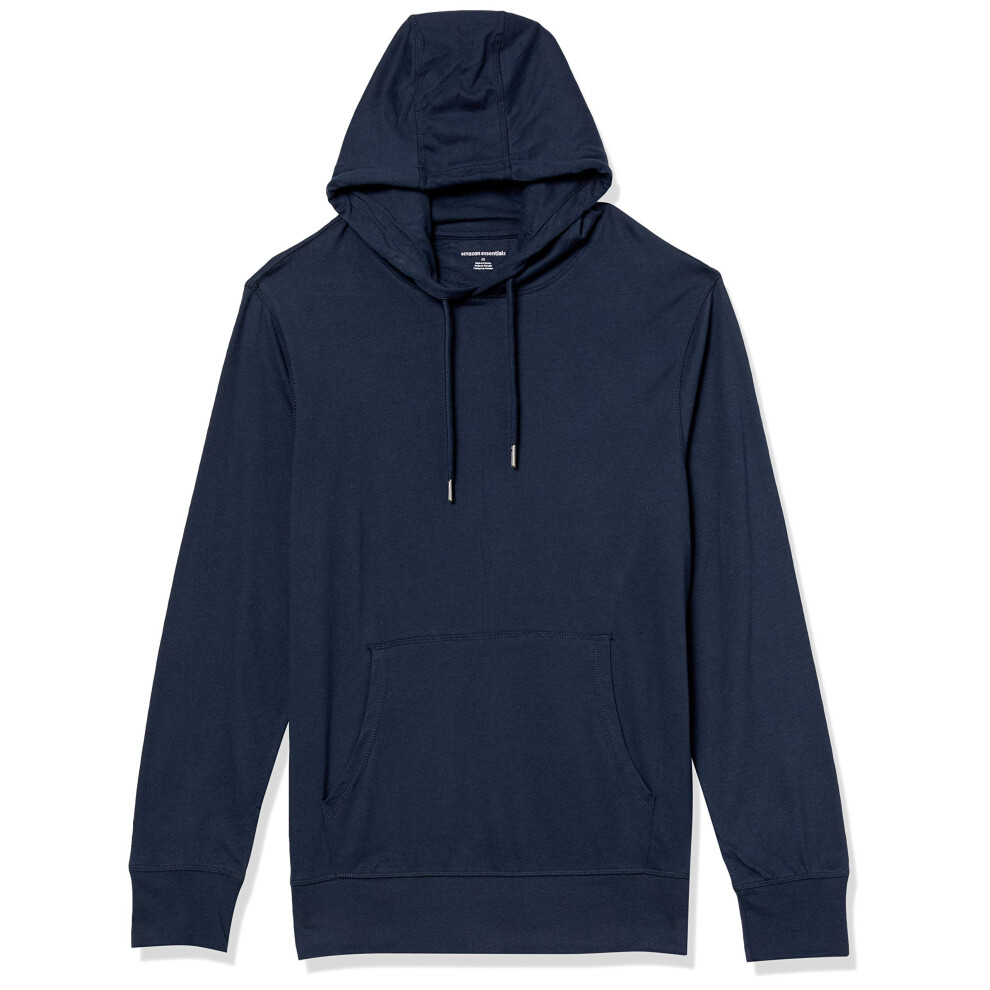 Amazon Essentials Mens Lightweight Jersey Pullover Hoodie  Navy  Small