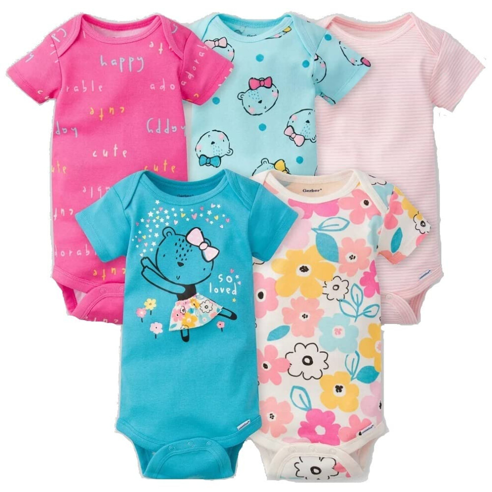 gERBER Baby girls 5-Pack Variety Onesies Bodysuits (Newborn  So Loved)