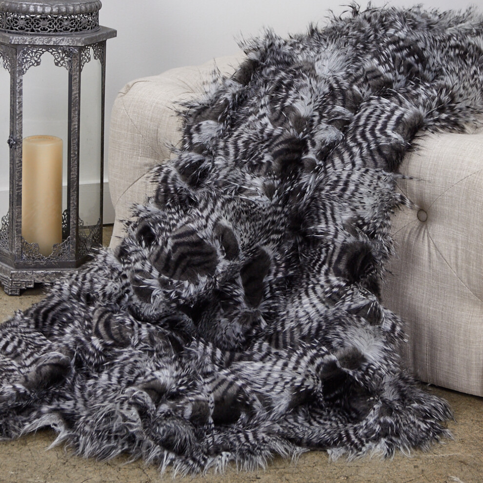 Jet    de luxe en fausse fourrure gris et argent Plutus Porcupine 36L x 60L