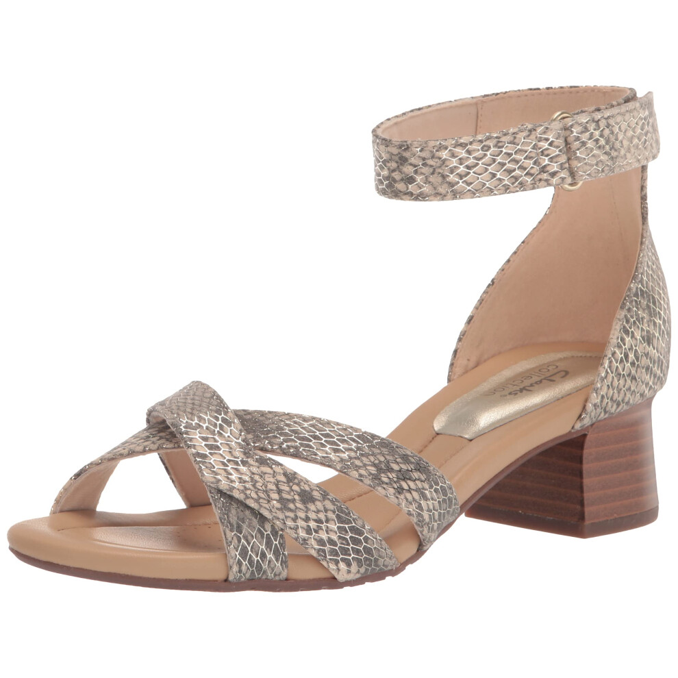 Clarks Women's Desirae Lily Heeled Sandal  Beige Metallic Synthetic  9