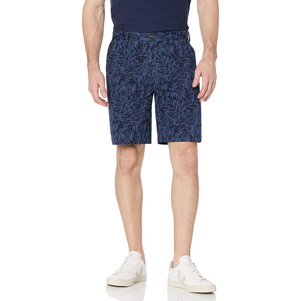 Amazon Essentials Mens classic-Fit 9 Short  Indigo Palm Leaf Print  32