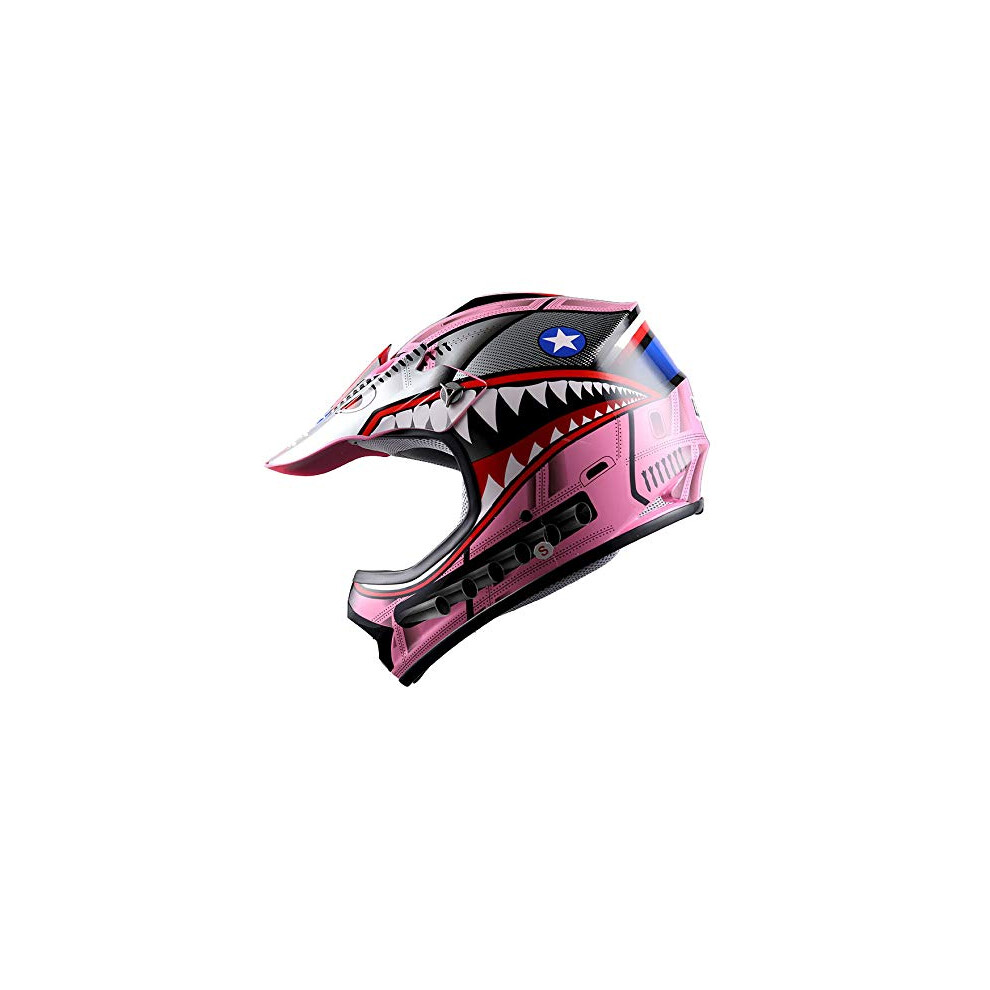 WOW Youth Kids Motocross BMX MX ATV Dirt Bike Moutain Helmet Shark Pin