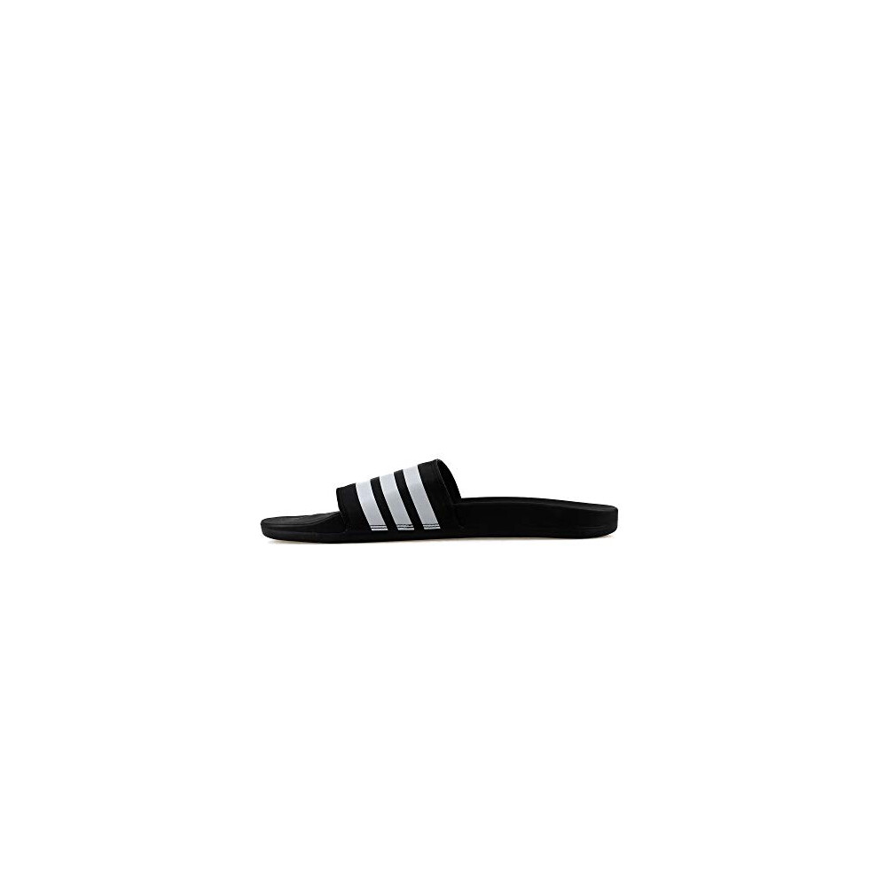 adidas Men's Adilette Comfort Slides Sandals  Black  White  Black  10.