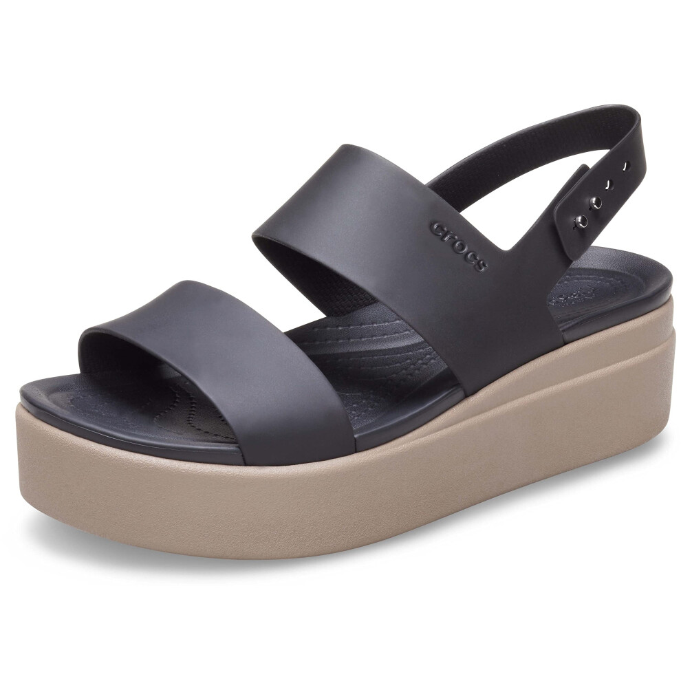 Crocs Women 's Brooklyn Low Wedges  Platform Sandals  Black/Mushroom