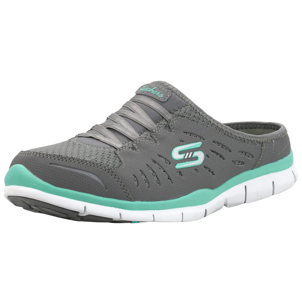 Skechers Sport Women's No Limits Slip-On Mule Sneaker Grey Mint 10 M U