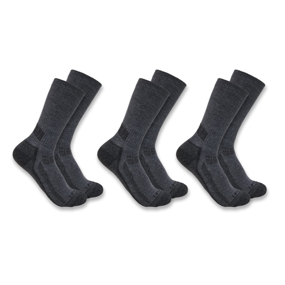 carhartt Mens Force Performance Work Socks 3 Pair Pack  charcoal  Larg