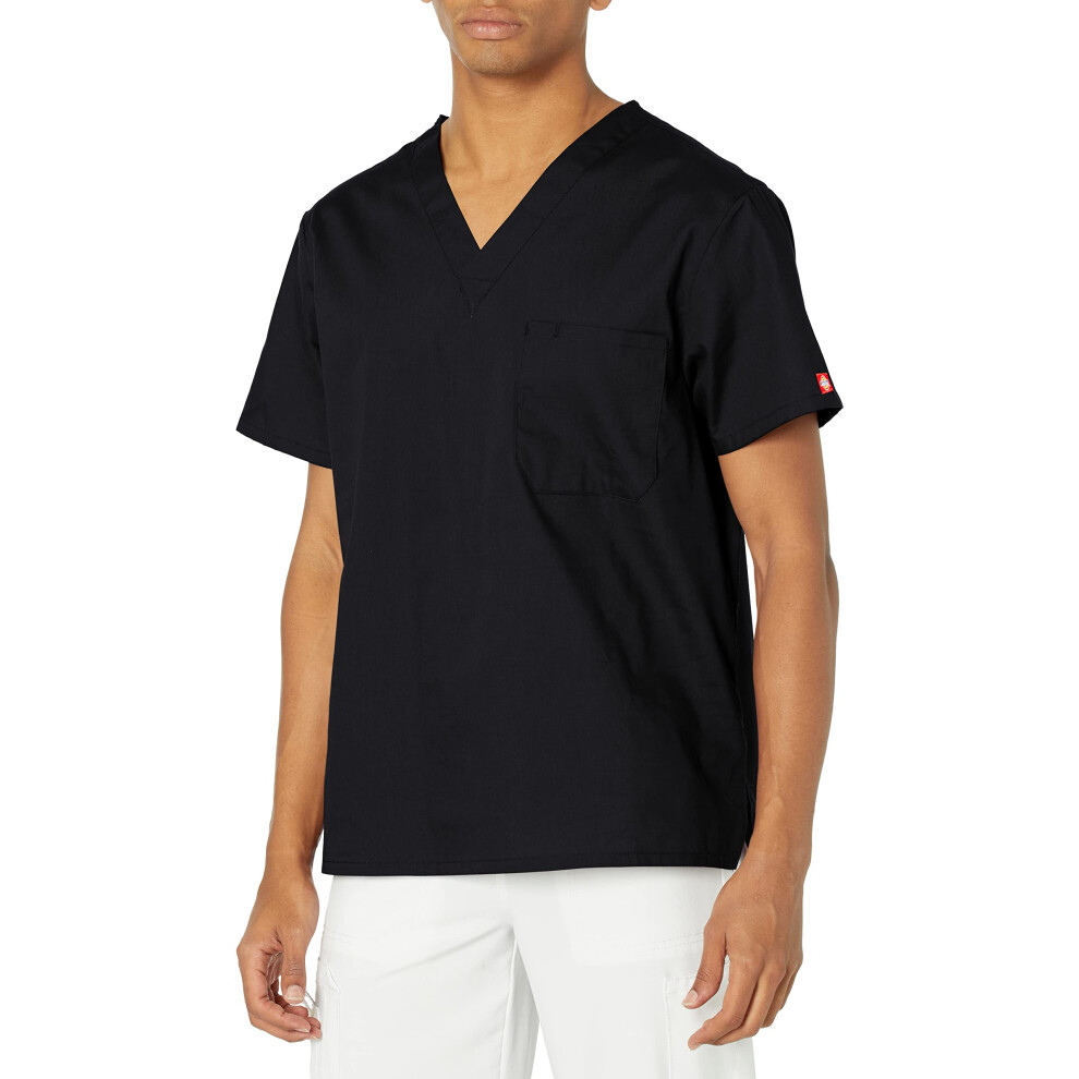 Dickies mens Signature V-neck medical scrubs shirts  Black  5X-Large U