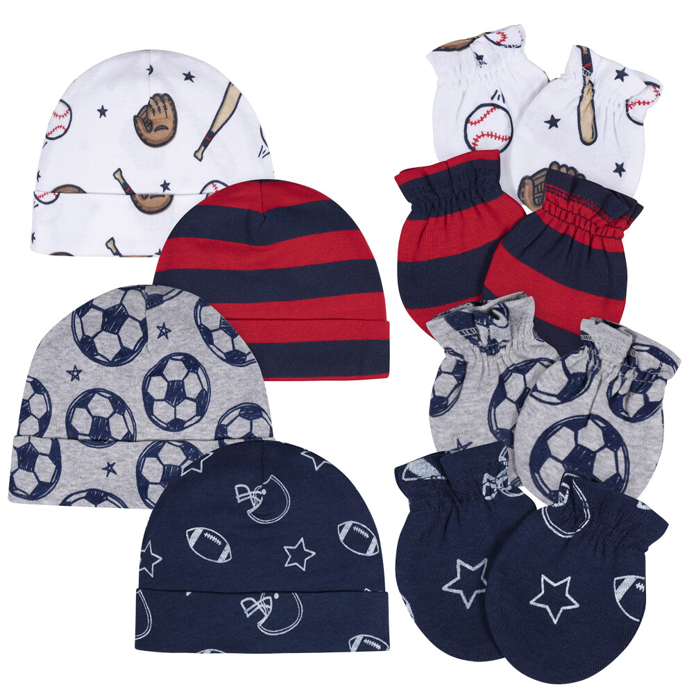 gerber Baby Boys 8 9-Piece cap and Mitten Sets  Sports Blue  0-3 Month