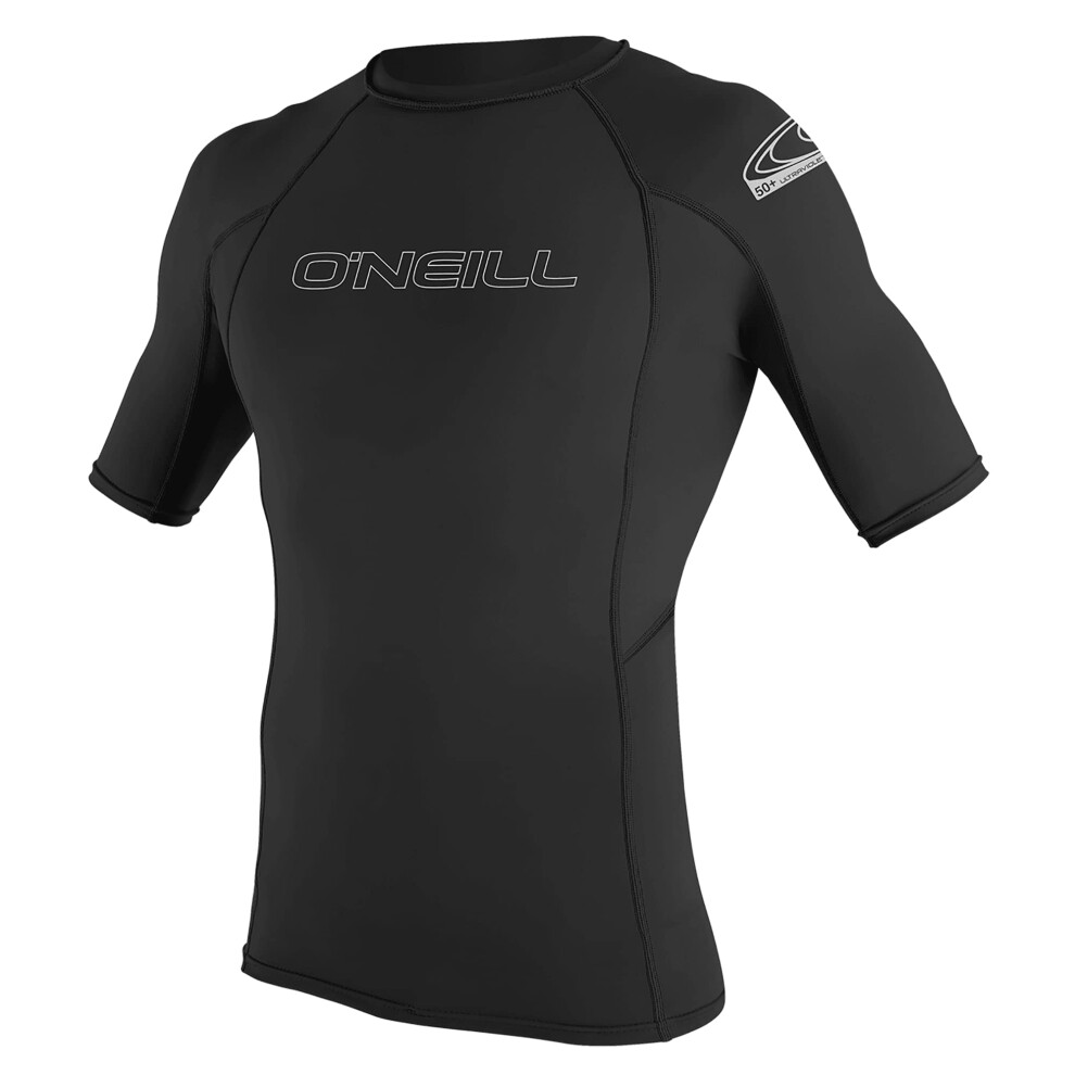 O'Neill Men's Basic Skins UPF 50+ Short Sleeve Rash Guard  Black  Smal