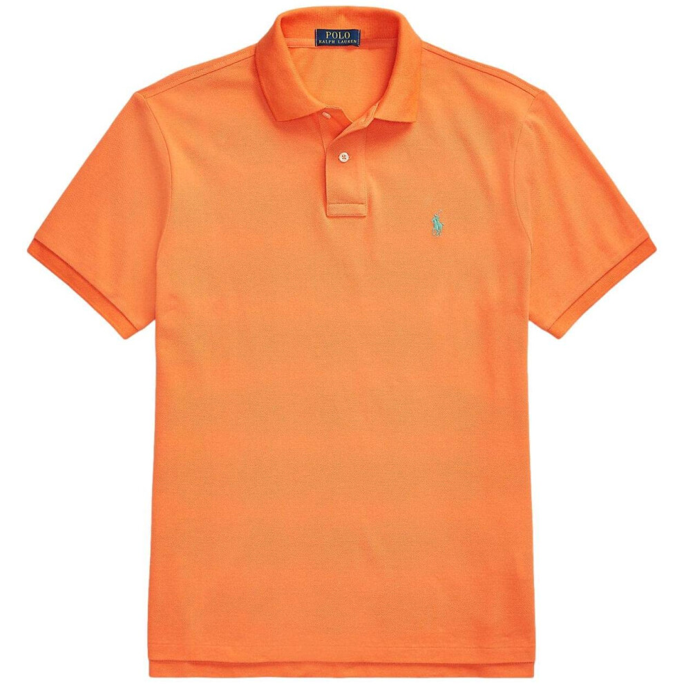 Ralph Lauren Mens classic Fit Mesh Pony Logo Polo Shirt (XL  MayOrange