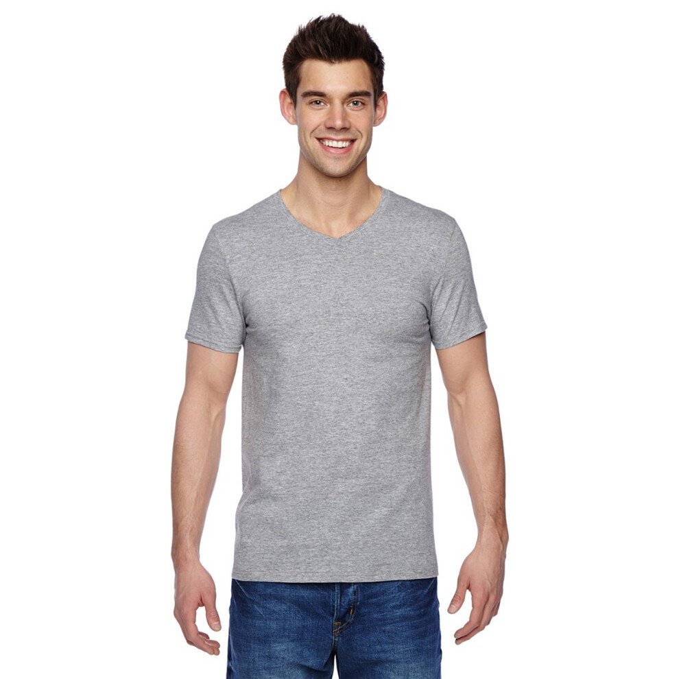 Fruit of the Loom Mens Jersey V-Neck T-Shirt (SFVR) Athletic Heather X