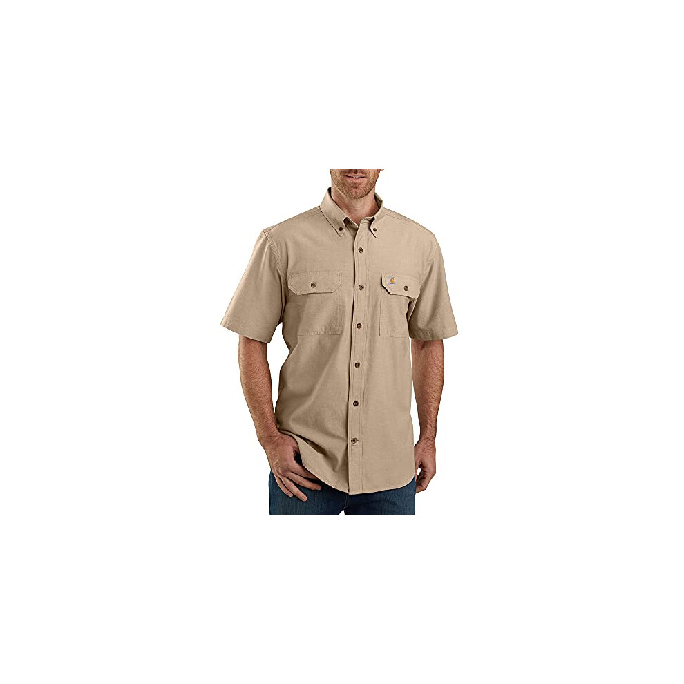 carhartt Mens Original Fit Short Sleeve Shirt  Dark Tan chambray  Smal